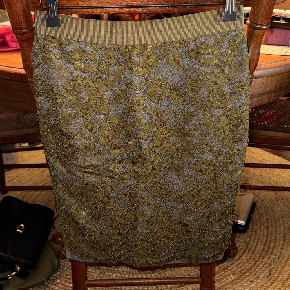 Ann Taylor Elegant Olive Lace Skirt
